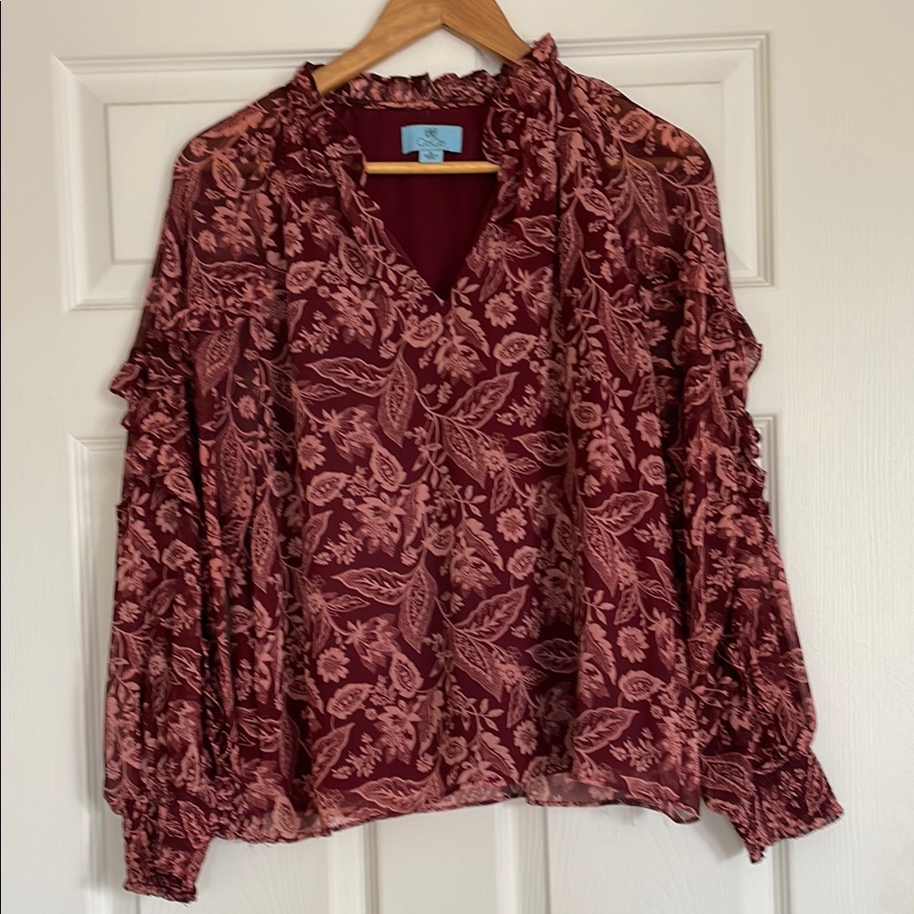 Floral Burgundy Blouse